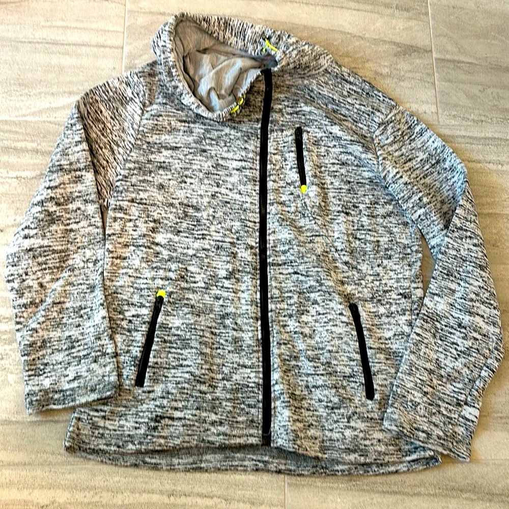 #10705-15 Men’s Hooded Drawstring Hem sweater,XL,Gray.